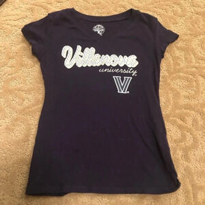 Villanova girls v-neck navy tee shirt small 6/6x